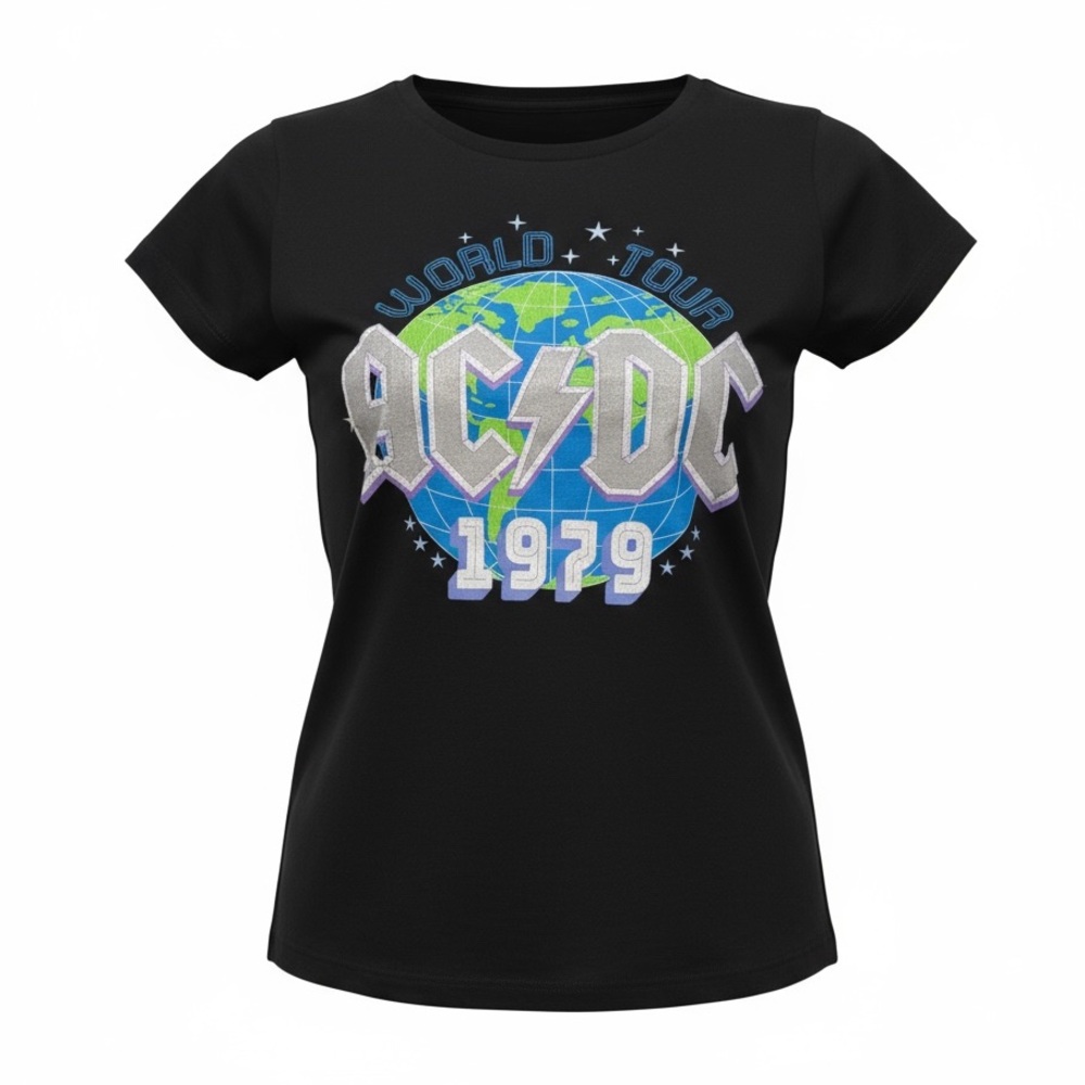 Girls AC/DC World Tour 1979 Graphic Tee | Black | Size 14/16